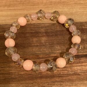 Handmade Elegant Pink and Peach Beaded Bracelet